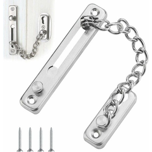 Security Door Chain Anti-Theft Door Lock Stainless Steel Door Chain Lock Sliding Door Restrictor With 4 Screws For
