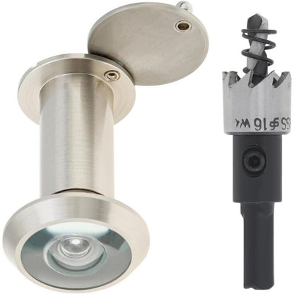 Door Viewer, Brass 200 Degree Peephole With 16Mm Drill Bit, 16Mm Pipe Diameter For 35-55Mm Doors (Stained Nickel)