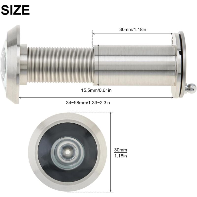 Door Viewer, Brass 200 Degree Peephole With 16Mm Drill Bit, 16Mm Pipe Diameter For 35-55Mm Doors (Stained Nickel)