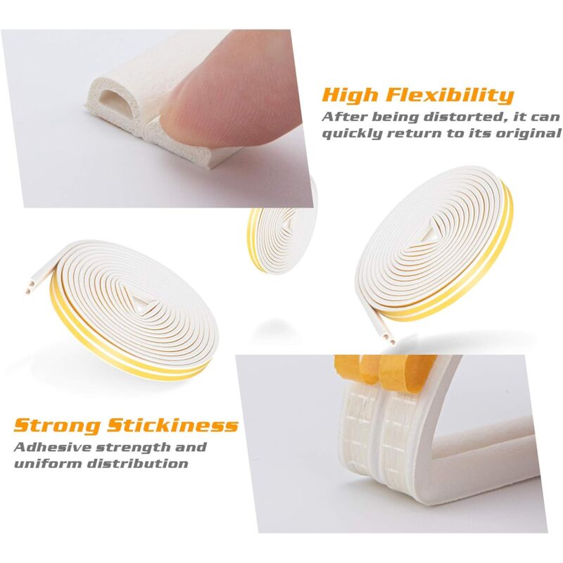 20M Seal Strip, Self-Adhesive Anti-Collision Door Seal, D-Profi Door And Window Seal For Weatherproofing/Sound