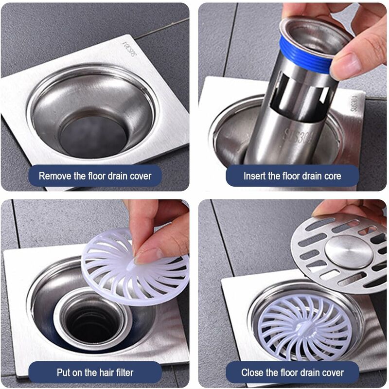 Shower Drain, Anti-Odor Shower Stopper, 304 Stainless Steel Shower Grate, Double Sealed Drain Shower Hair Filter,