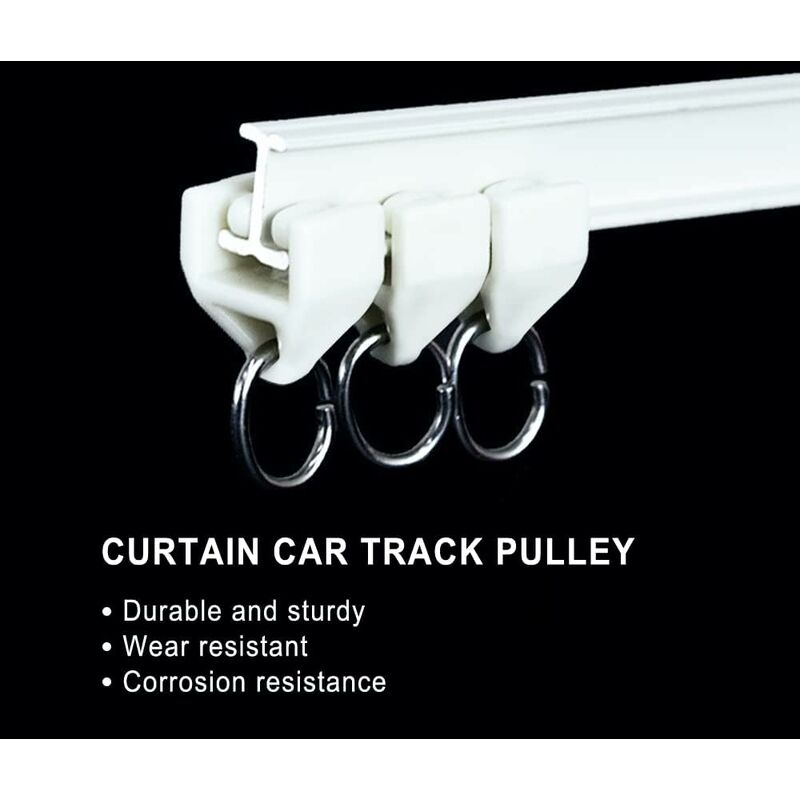 Curtain Track ROllers-80 pcs Outdoor Rail Curtain Hook Rail Slider Rail,Plastic Curtain Pulley(White)