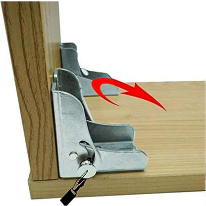 Self-Locking Folding Leg Bracket, Folding Worktop, Folding Kitchen Table (2 Silver)