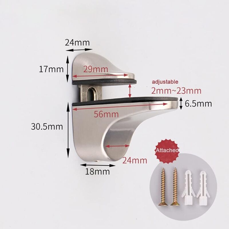 Adjustable Glass Shelf Bracket, 4 pcs Glass Shelf Support, Wall Mounted Glass Clamp, Glass Shelf Bracket, For Glass