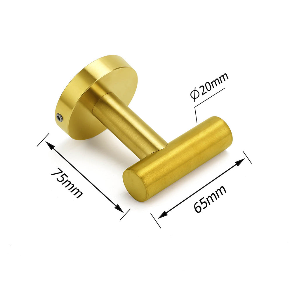 Brushed Gold Robe Hook Hanger Organizer Bathroom Stainless Steel Wall Mounted