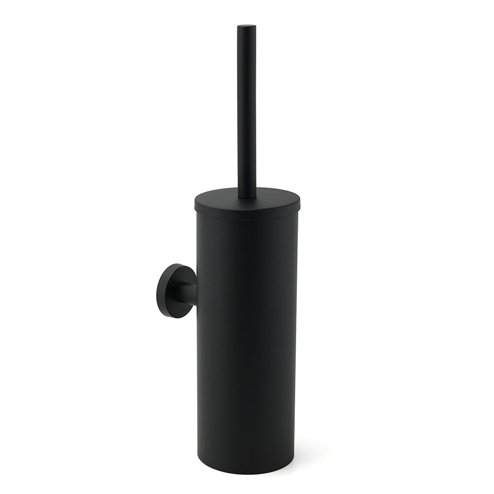 Matt Black Stainless Steel Round Toilet Brush Wall Holder Cup Bathroom Accessary