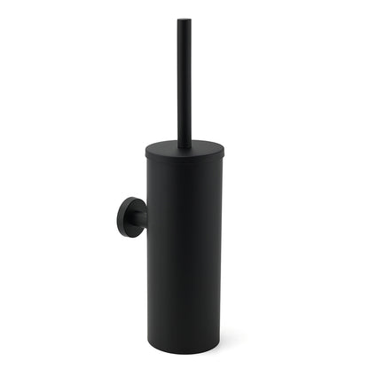 Matt Black Stainless Steel Round Toilet Brush Wall Holder Cup Bathroom Accessary