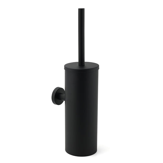 Matt Black Stainless Steel Round Toilet Brush Wall Holder Cup Bathroom Accessary