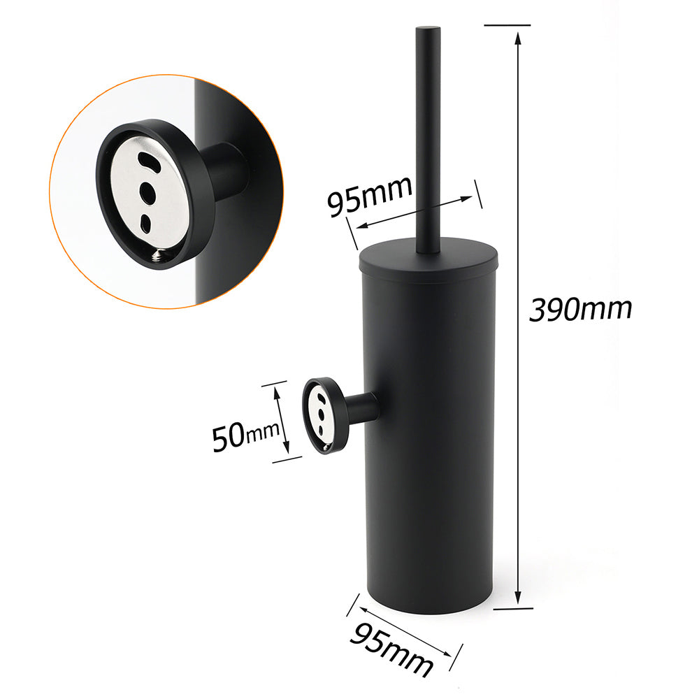 Matt Black Stainless Steel Round Toilet Brush Wall Holder Cup Bathroom Accessary