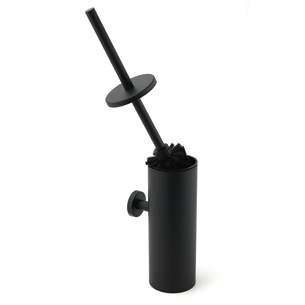 Matt Black Stainless Steel Round Toilet Brush Wall Holder Cup Bathroom Accessary