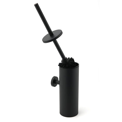 Matt Black Stainless Steel Round Toilet Brush Wall Holder Cup Bathroom Accessary