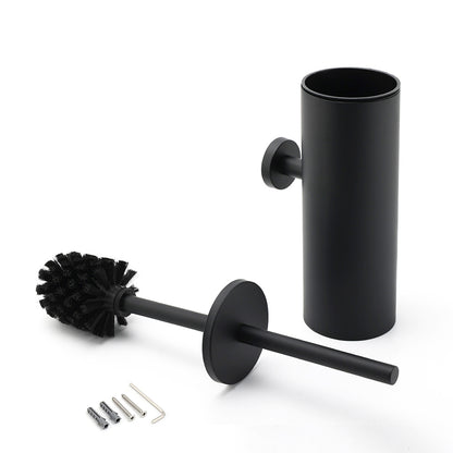 Matt Black Stainless Steel Round Toilet Brush Wall Holder Cup Bathroom Accessary