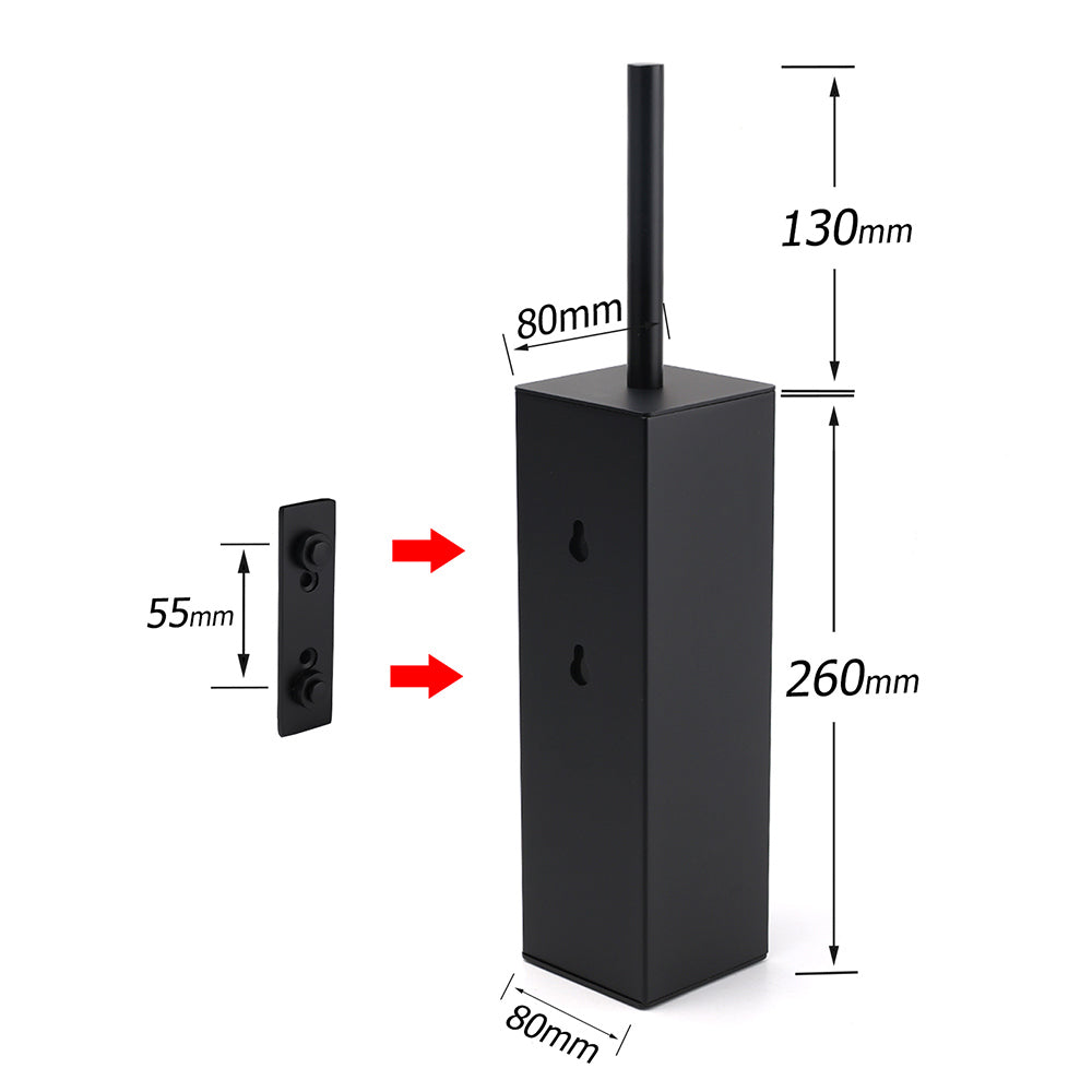 Matt Black Square Stainless Steel Bathroom Accessory Toilet Brush Holder Cup Set