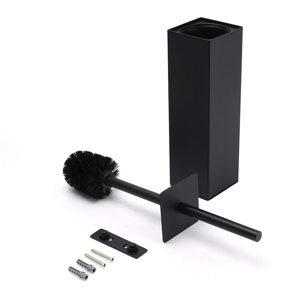 Matt Black Square Stainless Steel Bathroom Accessory Toilet Brush Holder Cup Set