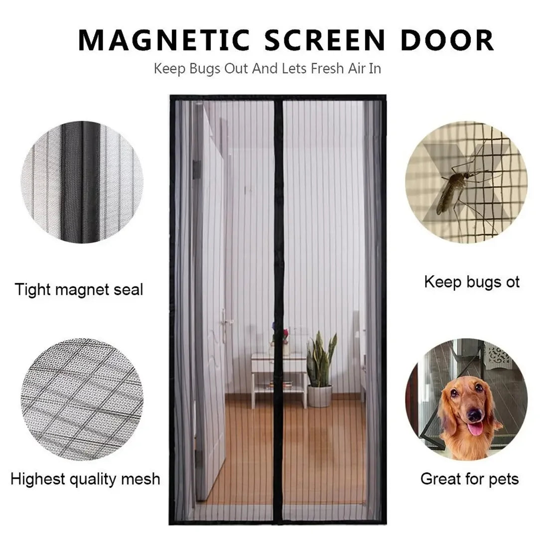 Magnetic Mosquito Net Door Screen 100x210cm