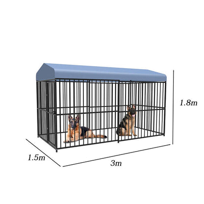 Pawhub Heavy Duty Dog Cage Black Metal Kennel Indoor Outdoor 3M