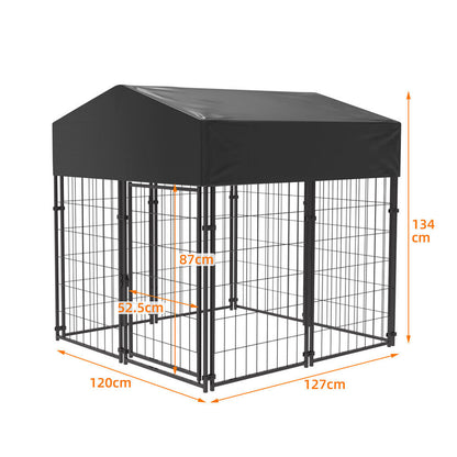 Outdoor Dog Kennel XS Pet Cage with Roof & Cover 127x120x134cm