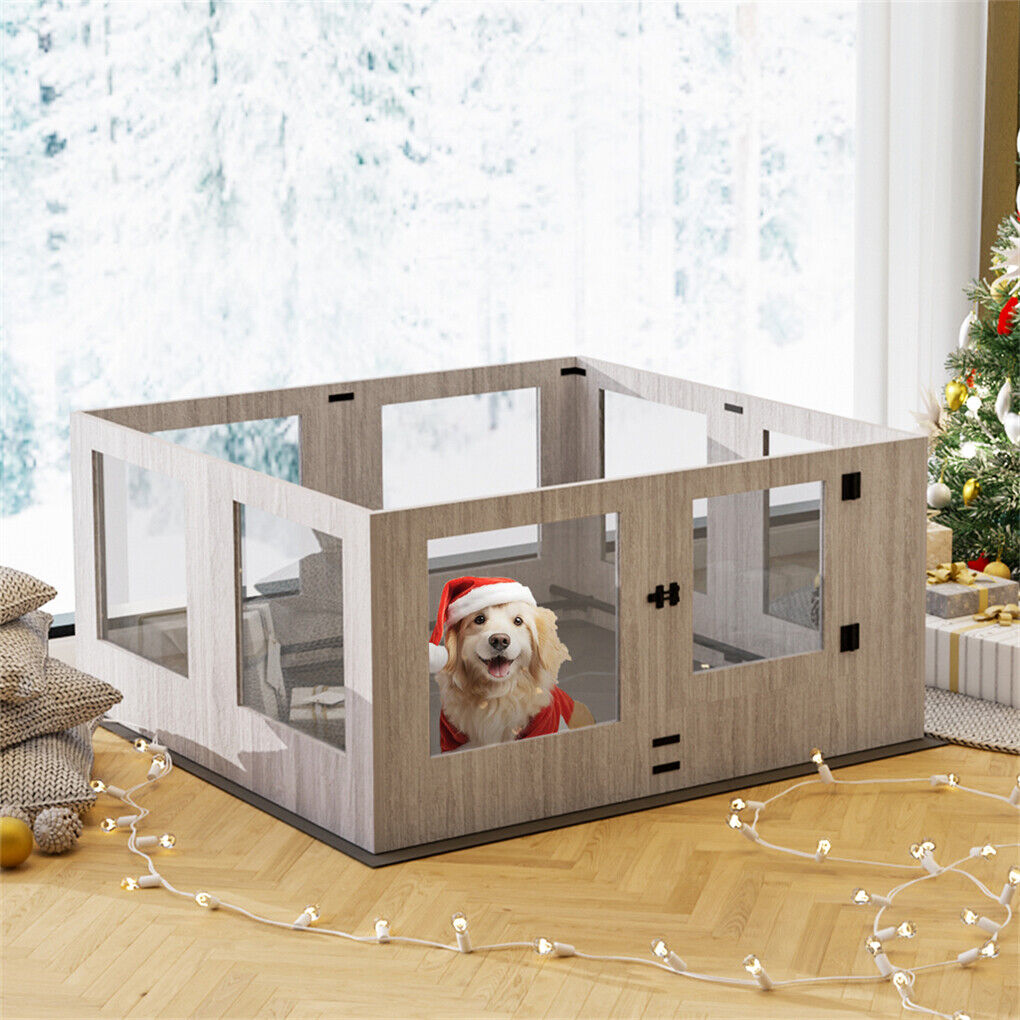 Dog Whelping Box 8 Panels Puppy Pen with Pad