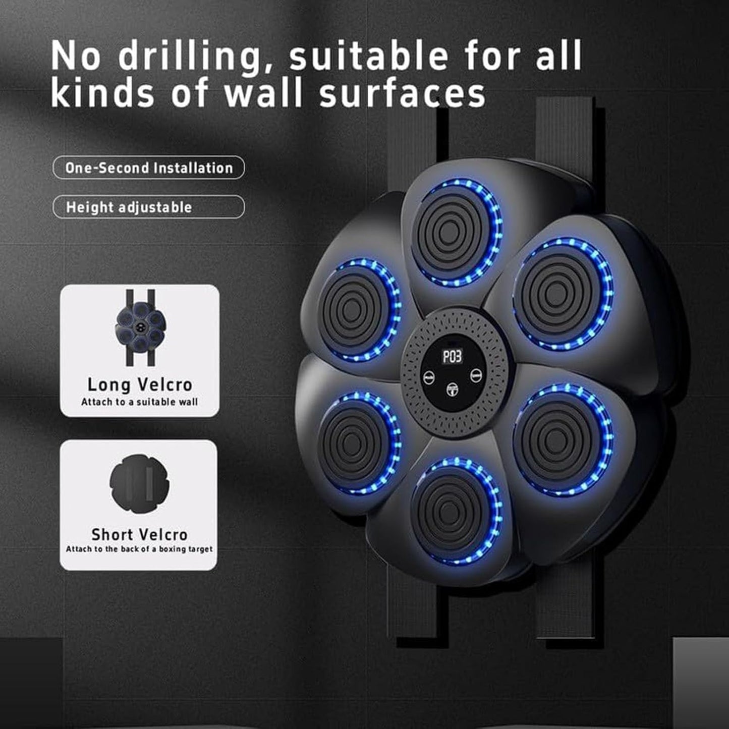 Wall Mount Boxing Machine Bluetooth Black Punch Pad + Gloves