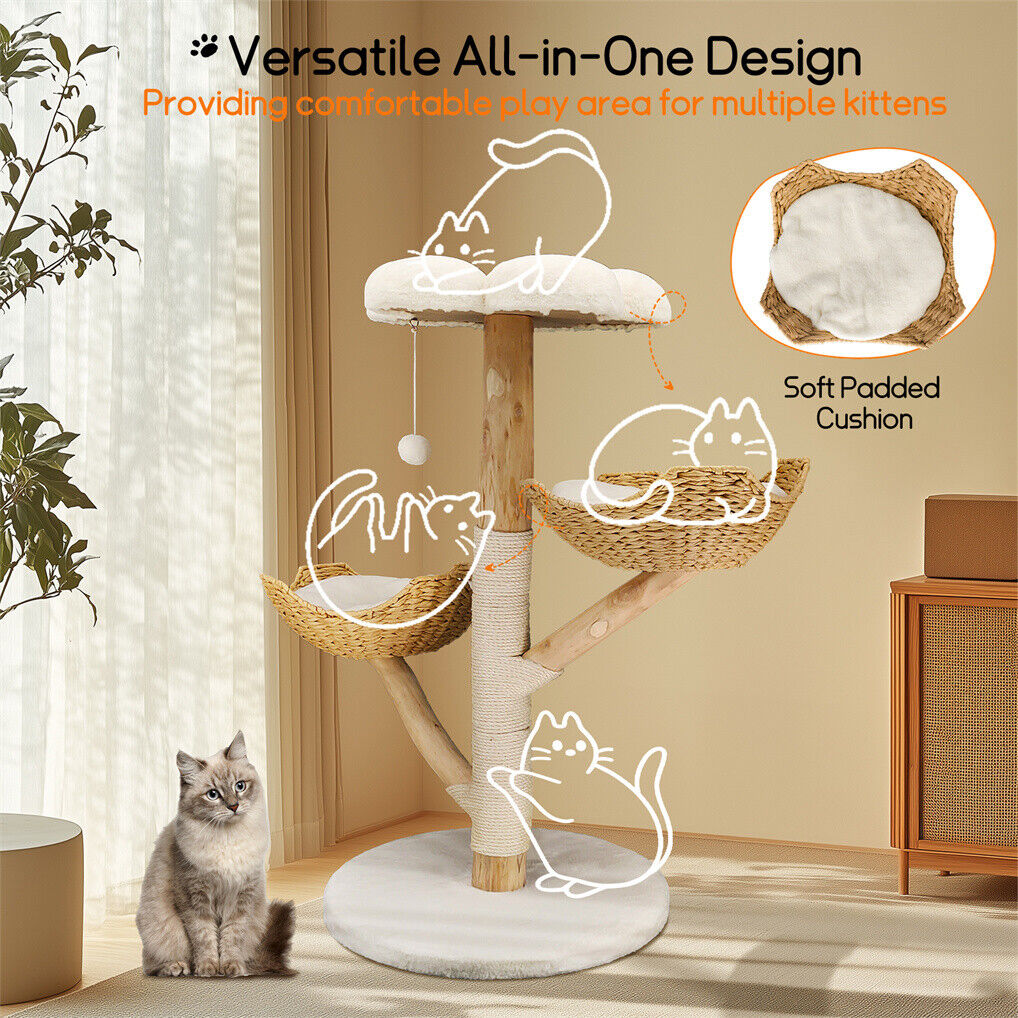 Cat Tree Tower Condo Scratcher Bed Sisal Plush Toy Ball