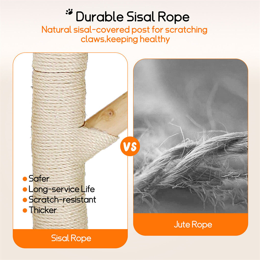 Cat Tree Scratcher Plush Sisal Willow Wood w Basket Cushion