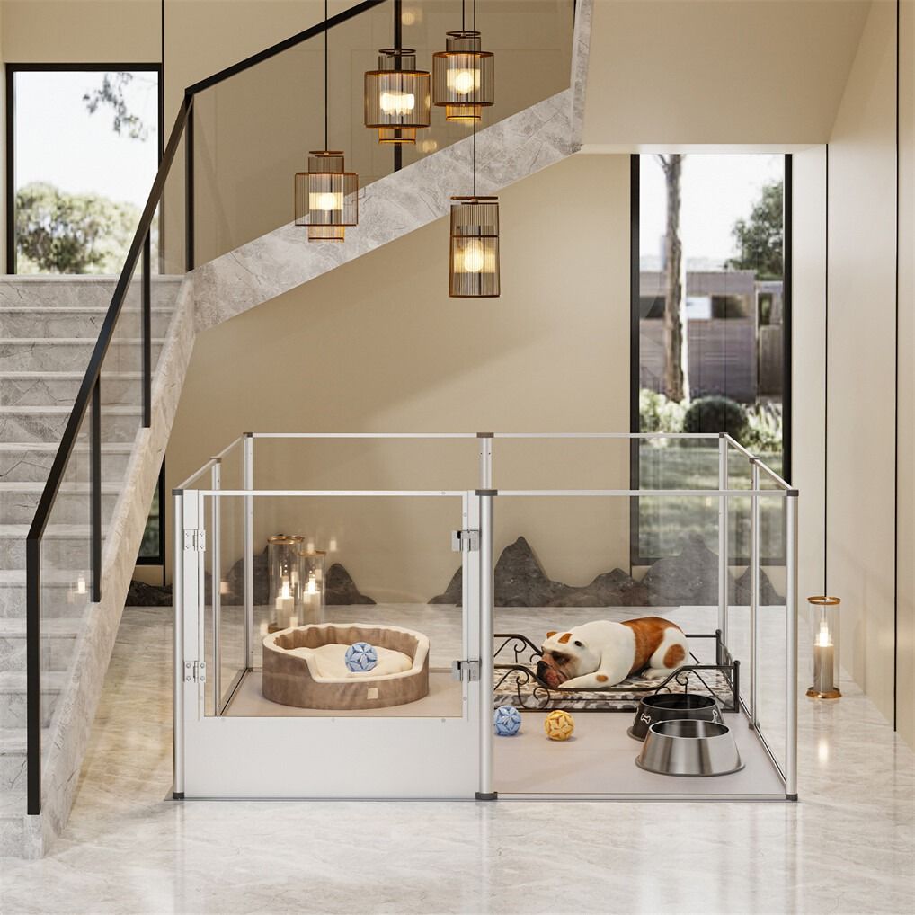 Large Acrylic Dog Playpen 163x102.5x80CM, 6 Panels