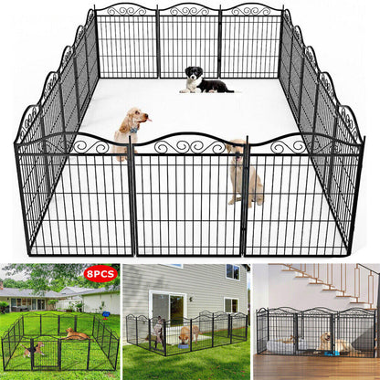 8 Panel Pet Playpen Gate Extension w/ Lockable Door