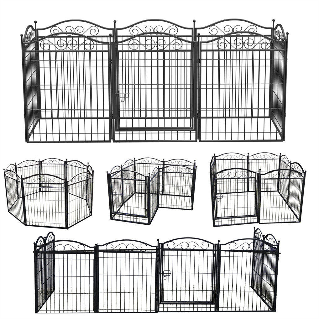 8 Panel Pet Playpen Gate Extension w/ Lockable Door