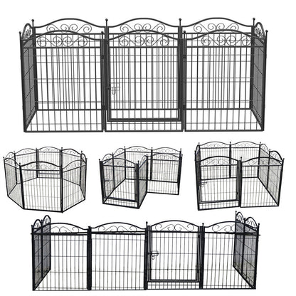 8 Panel Pet Playpen Gate Extension w/ Lockable Door