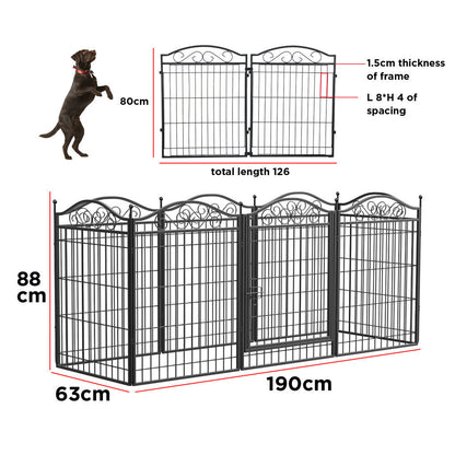 16 Panel Pet Playpen Gate Extension w/ Lockable Door Large Dog Cage