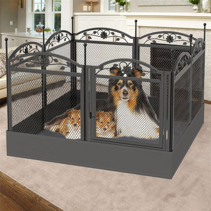 XL Metal Dog Playpen Indoor Fence with Waterproof Pad