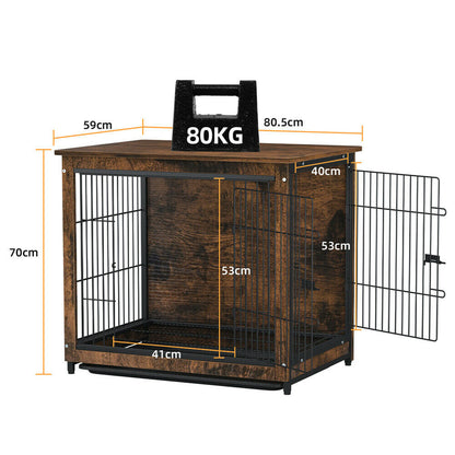 Medium Wooden Dog Crate Kennel 80.5x59x70cm End Table Nightstand