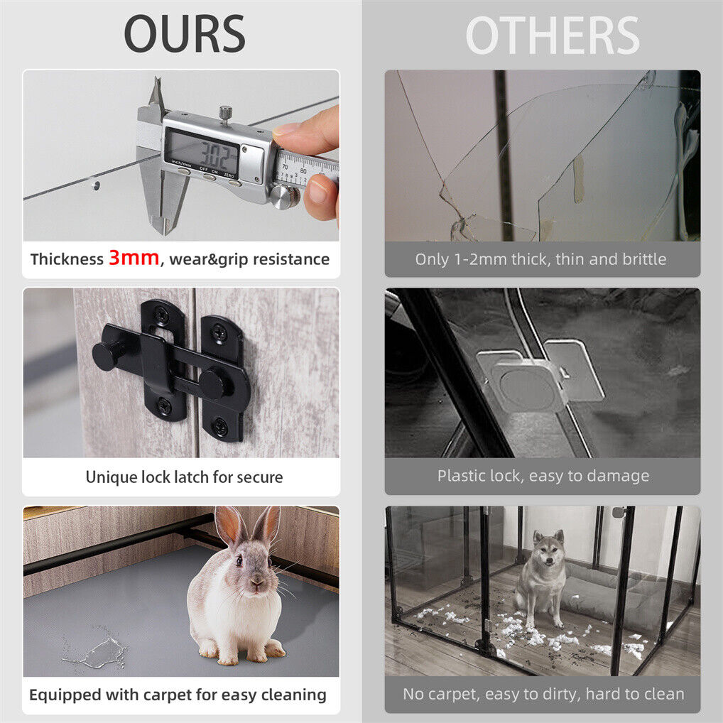 Large Dog Indoor Whelping Box, Tempered Glass & MDF