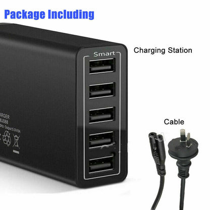 40W 5-Port USB Wall Charger Fast AC Adapter Multi Travel