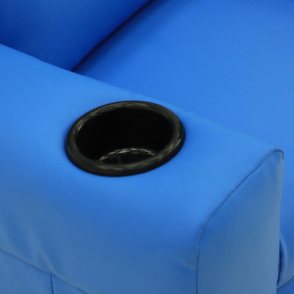 Kids Light Blue Recliner Chair w/ Footrest & Cup Holder