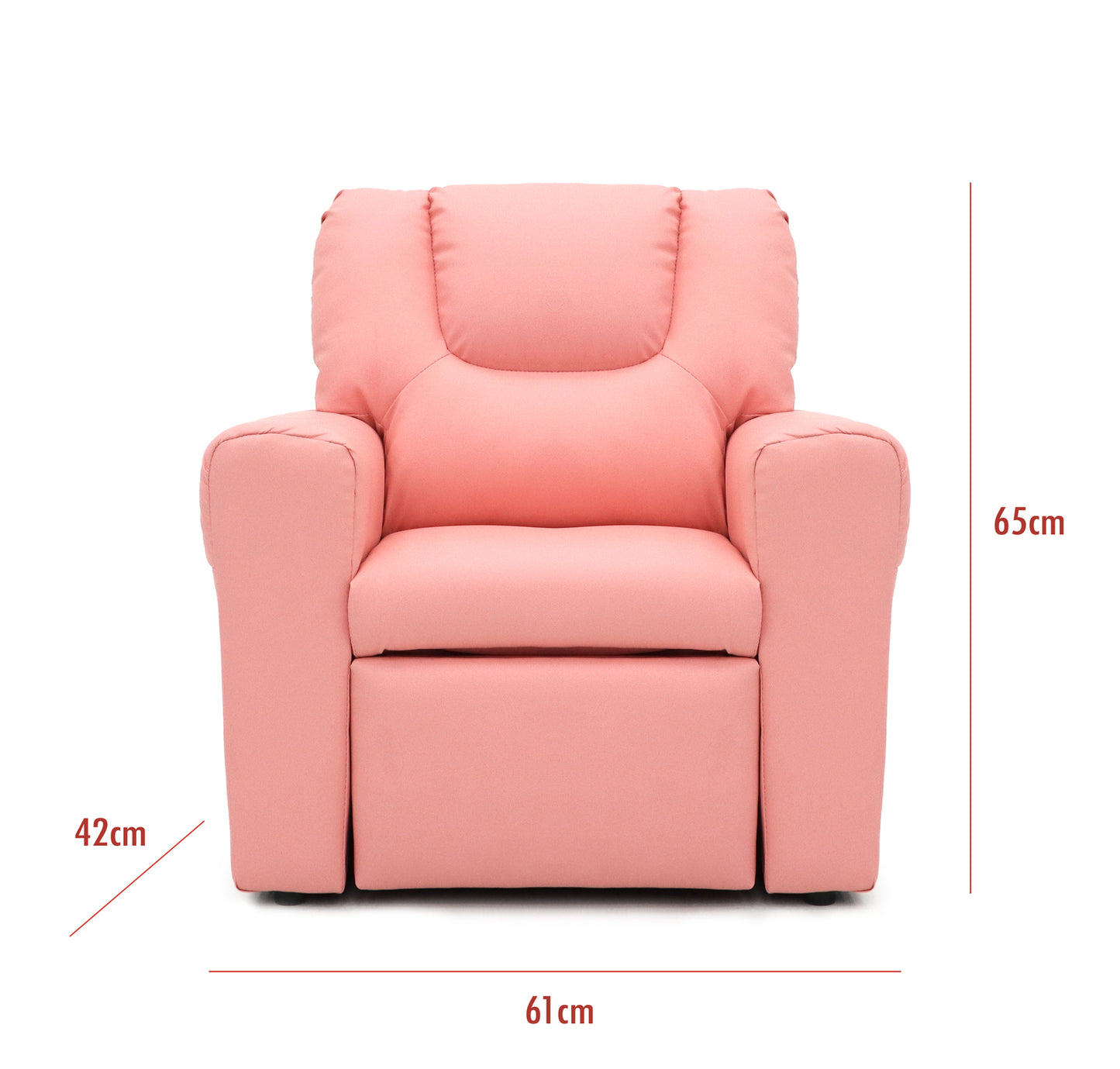 Kids Pink Recliner Chair w/ Footrest & Cup Holder