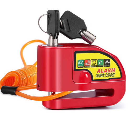 Motorcycle Alarm Disc Lock Motor Bike Brake Security Electric Rotor Bike Lock RED