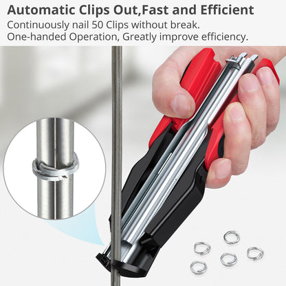 Hog Ring Gun C Clip Auto Feed Nailer Pliers+2500pcs Galvanised Steel Hogring Set