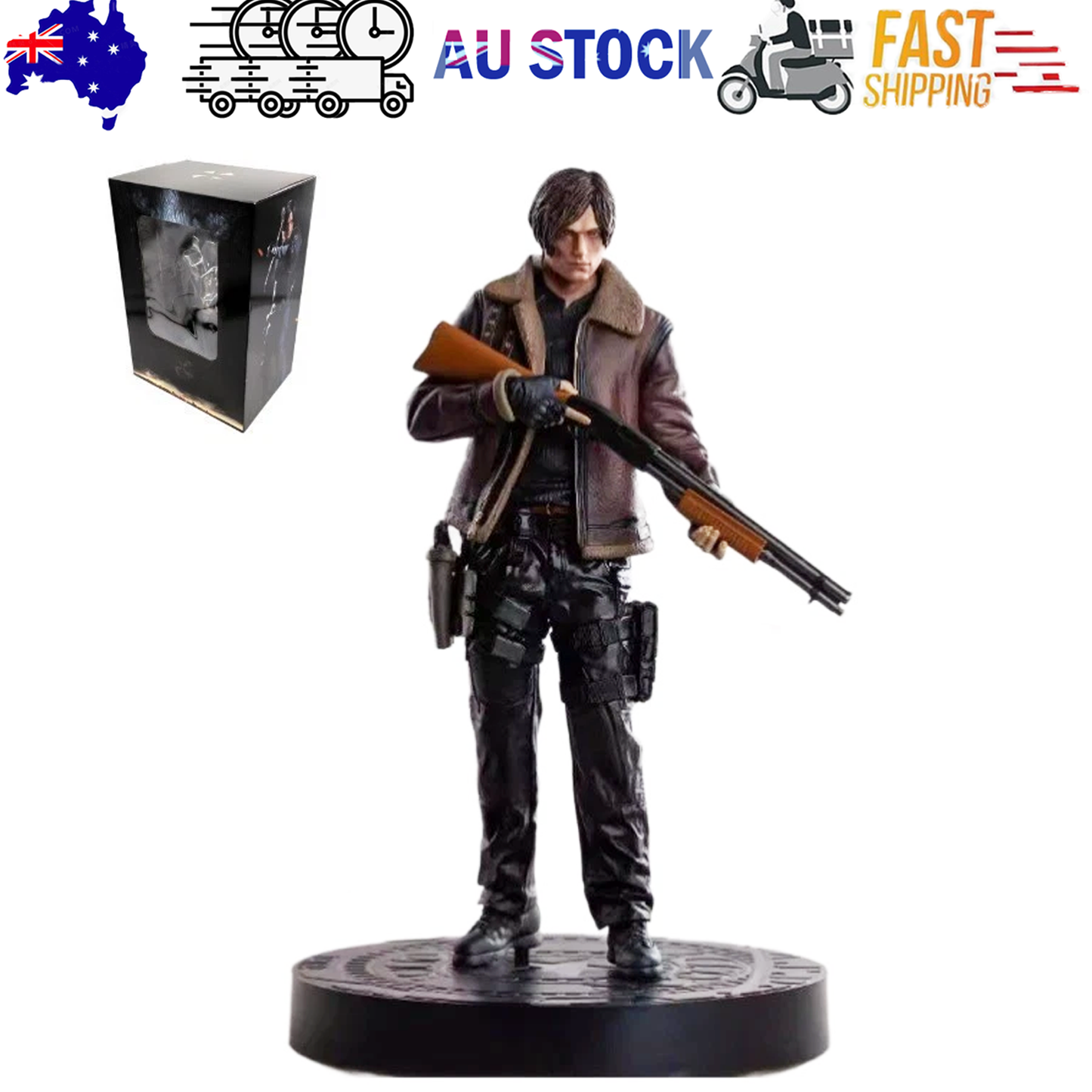 Resident Evil Leon Scott Kennedy Figure Game Model Statue Toy 33cm