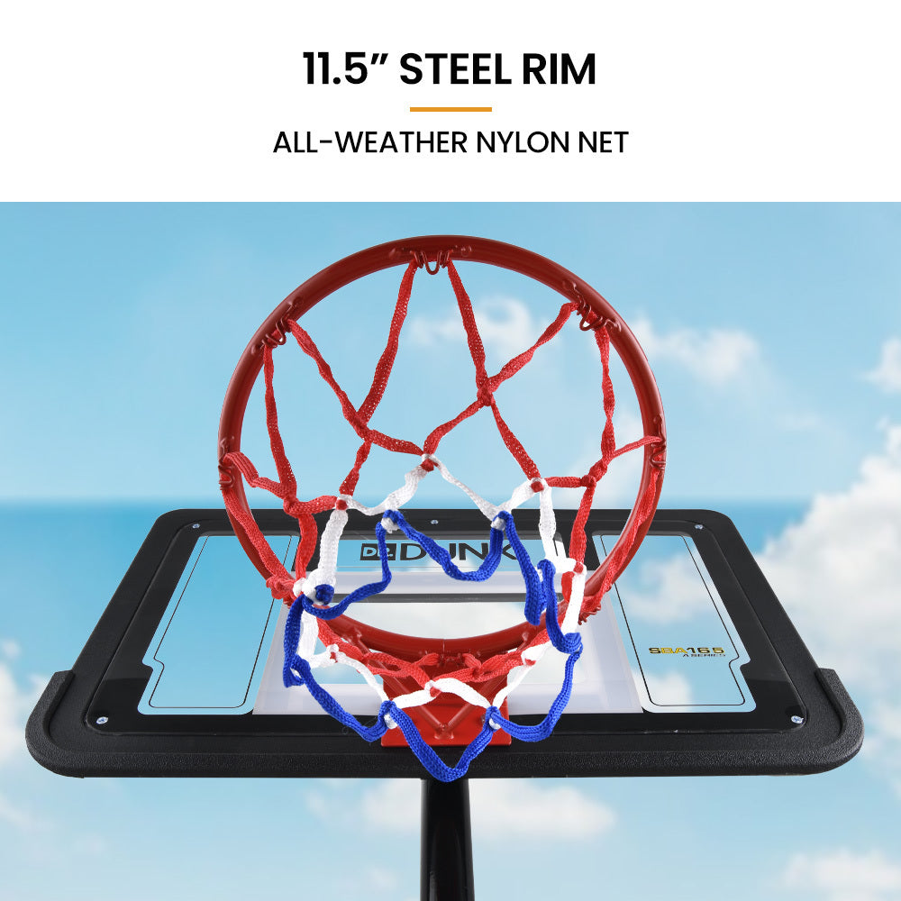 DR. DUNK Portable Kids Basketball Hoop Stand System, 1.15m to 1.60m Height Adjustable