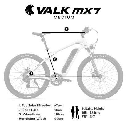 VALK MX7 Electric Bike, Medium frame Mountain ebike, White