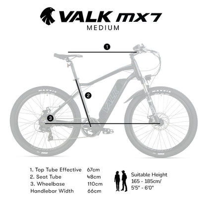 Valk MX7 Electric Bike Medium frame Mountain ebike, Black