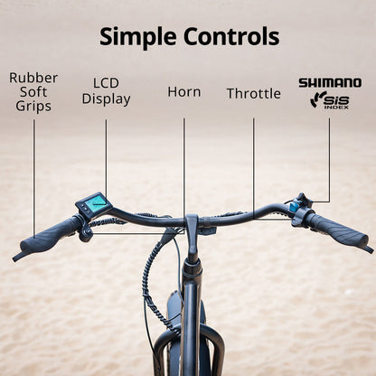 VALK Electric Fat Tyre Cruiser Bike, Step-Through eBike with Throttle, Tektro Hydraulic Brakes, Matte Black