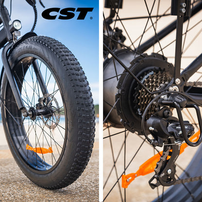 VALK Electric Fat Tyre Cruiser Bike, Step-Through eBike with Throttle, Tektro Hydraulic Brakes, Matte Black