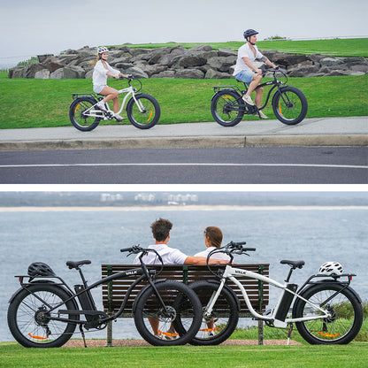 VALK Electric Fat Tyre Cruiser Bike, Step-Through eBike with Throttle, Tektro Hydraulic Brakes, Matte Black