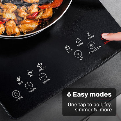 EUROCHEF Induction Cooktop, 2000W, 9 Heat Levels, Fast Electric Portable Cooker, Touch Controls
