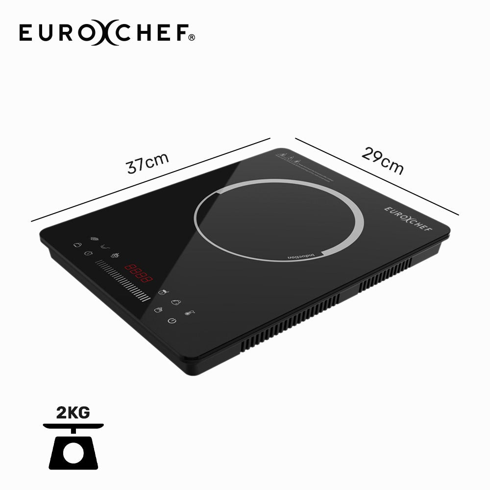 EUROCHEF Induction Cooktop, 2000W, 9 Heat Levels, Fast Electric Portable Cooker, Touch Controls with Slider
