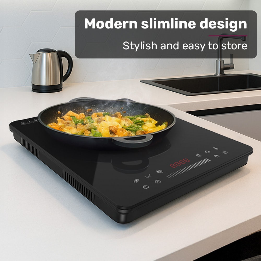 EUROCHEF Induction Cooktop, 2000W, 9 Heat Levels, Fast Electric Portable Cooker, Touch Controls with Slider