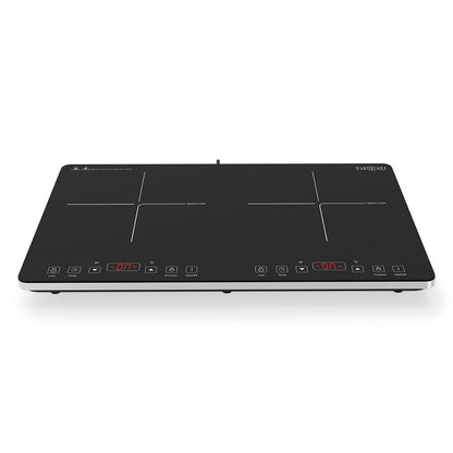 EUROCHEF Double Induction Cooktop, 9 Heat Levels, Fast Electric Portable Cooker, Touch Controls, Standard 10A Power Plug