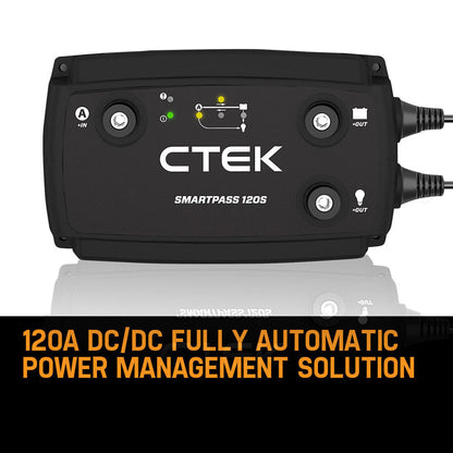 CTEK SMARTPASS 120S Power Management System 120A, with Battery Starter Function, for Starter and Service Batteries, Smart Alternator Compatible